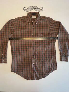 Vintage 80s Kenneth Gordon Retford Plaid Shirt M Men's Houston Texas USA
